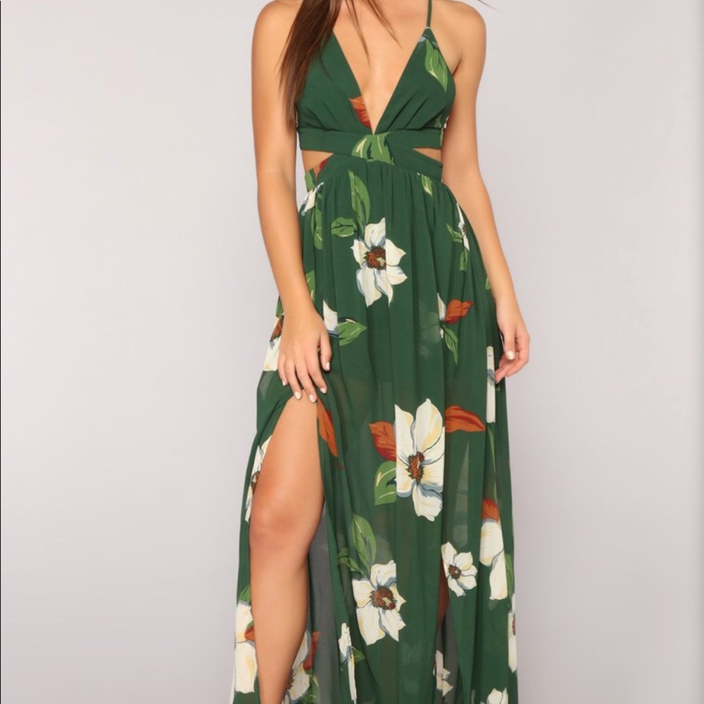 Green Floral Maxi Dress